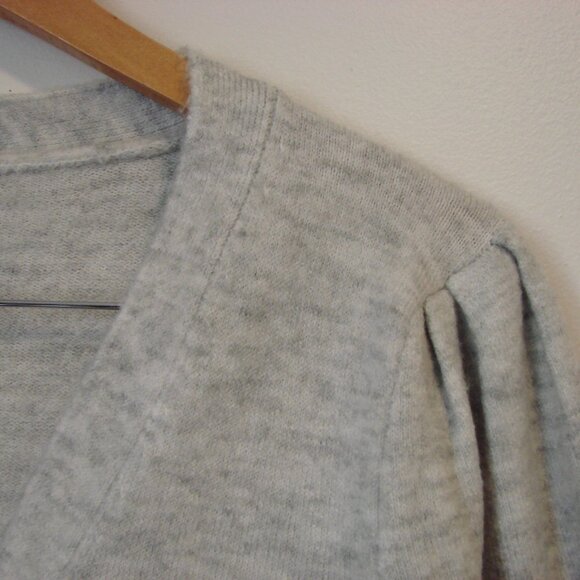 Gray V-neck Cardigan Sweater Decorative Button Up Front Soft Office Size Small - Picture 4 of 11